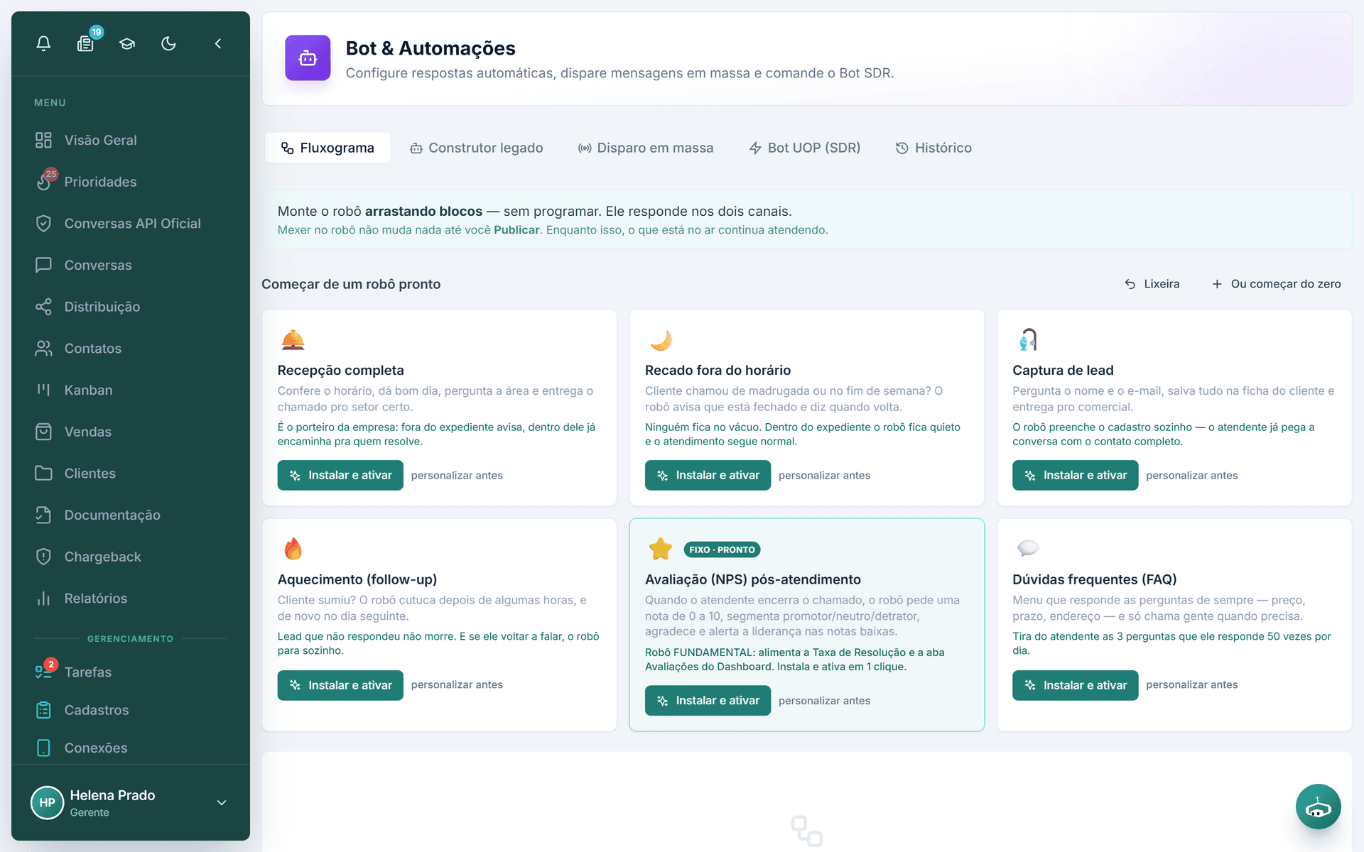Galeria de robôs prontos para instalar no Multi-atendimento